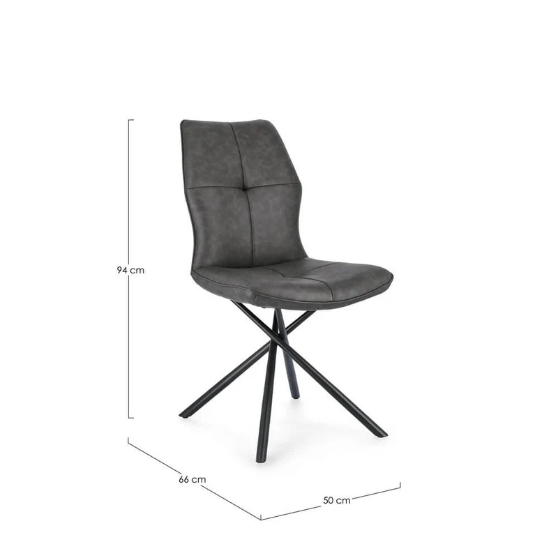 Set di 2 Sedie Imbottite in Similpelle con Gambe in Acciaio - SOPHIA