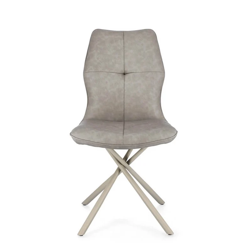 Set di 2 Sedie Imbottite in Similpelle con Gambe in Acciaio - SOPHIA