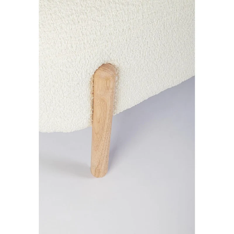 Panca imbottita effetto bouclé con gambe in legno naturale - SIENNA