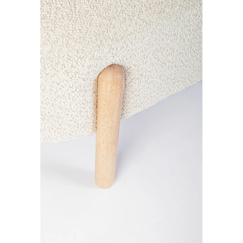 Panca imbottita effetto bouclé con gambe in legno naturale - SIENNA