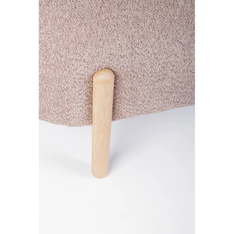 Panca imbottita effetto bouclé con gambe in legno naturale - SIENNA