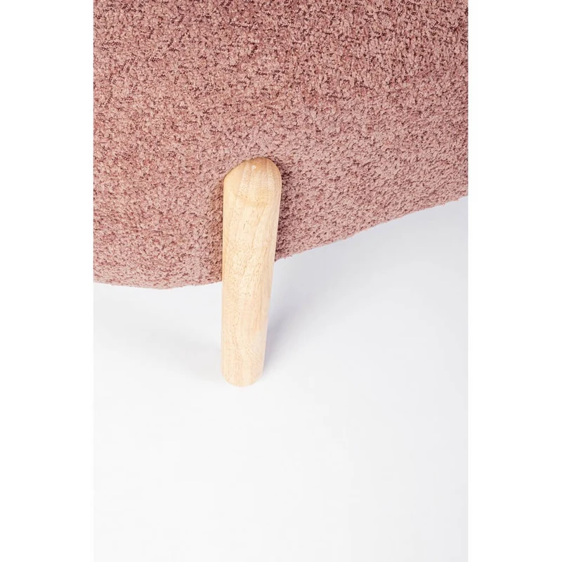 Panca imbottita effetto bouclé con gambe in legno naturale - SIENNA