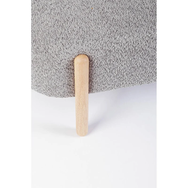 Panca imbottita effetto bouclé con gambe in legno naturale - SIENNA