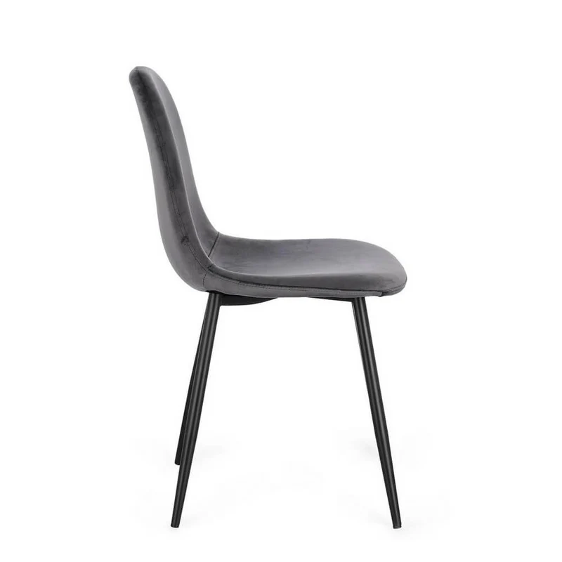 Set di 4 Sedie Imbottite in Velluto con Gambe in Acciaio - IRELIA