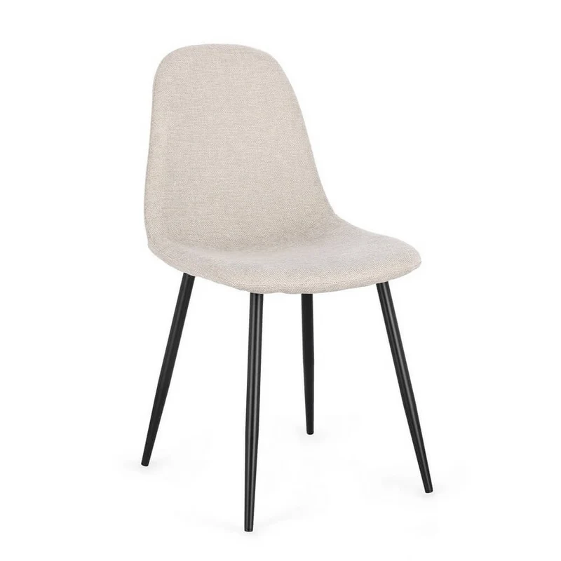 Set di 4 Sedie Imbottite in Tessuto con Gambe in Acciaio Nero - IRELIA