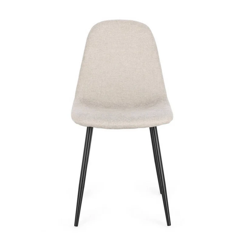 Set di 4 Sedie Imbottite in Tessuto con Gambe in Acciaio Nero - IRELIA