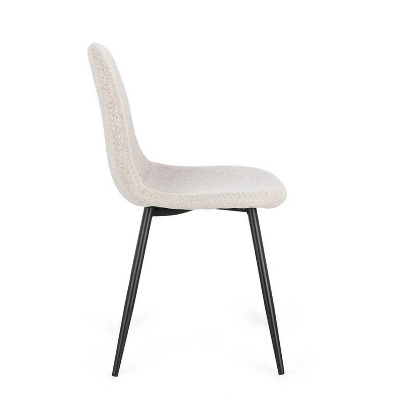 Set di 4 Sedie Imbottite in Tessuto con Gambe in Acciaio Nero - IRELIA