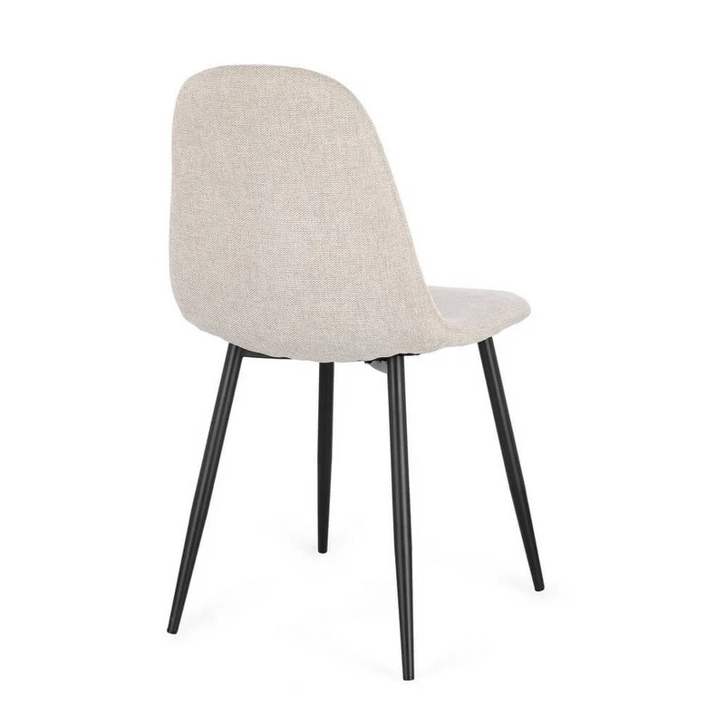Set di 4 Sedie Imbottite in Tessuto con Gambe in Acciaio Nero - IRELIA