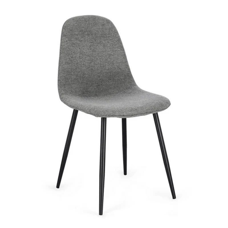 Set di 4 Sedie Imbottite in Tessuto con Gambe in Acciaio Nero - IRELIA