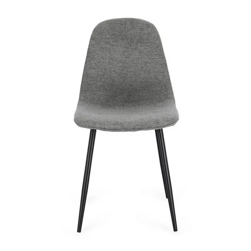Set di 4 Sedie Imbottite in Tessuto con Gambe in Acciaio Nero - IRELIA