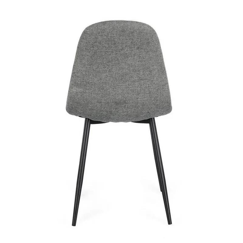 Set di 4 Sedie Imbottite in Tessuto con Gambe in Acciaio Nero - IRELIA