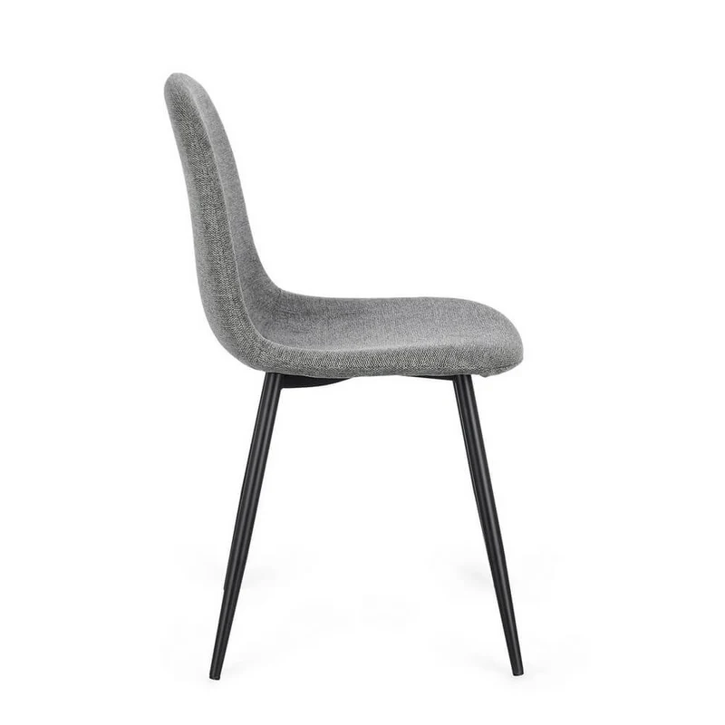 Set di 4 Sedie Imbottite in Tessuto con Gambe in Acciaio Nero - IRELIA