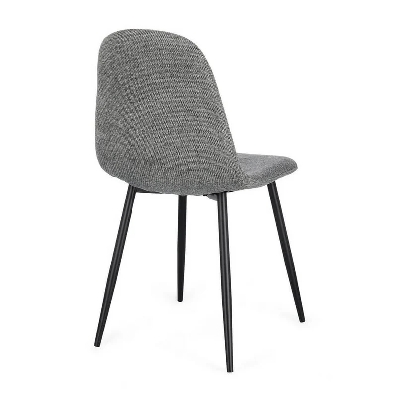 Set di 4 Sedie Imbottite in Tessuto con Gambe in Acciaio Nero - IRELIA