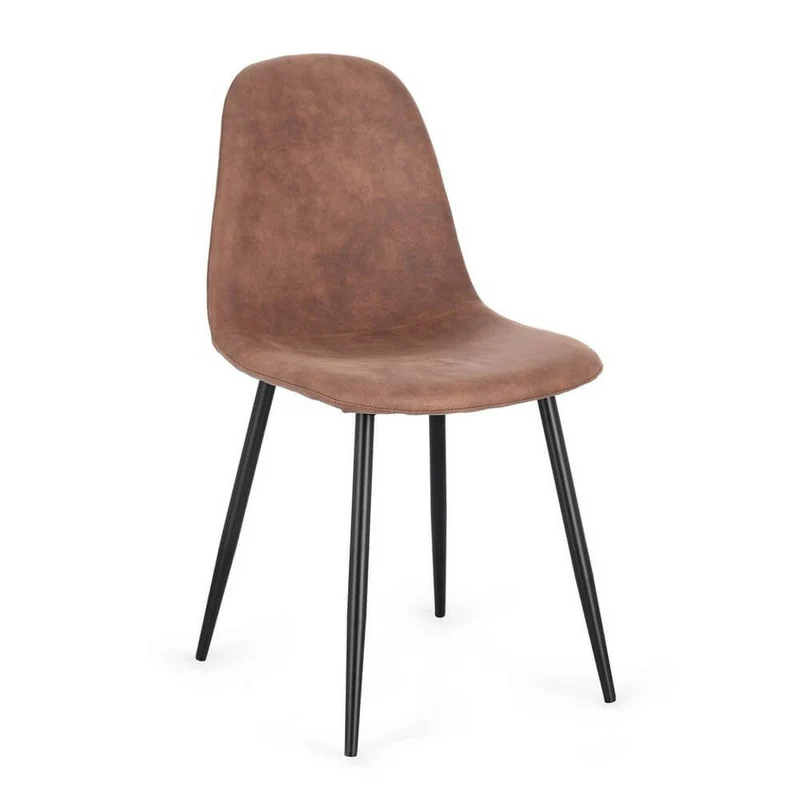 Set di 4 Sedie Imbottite in Tessuto con Gambe in Acciaio Nero - IRELIA