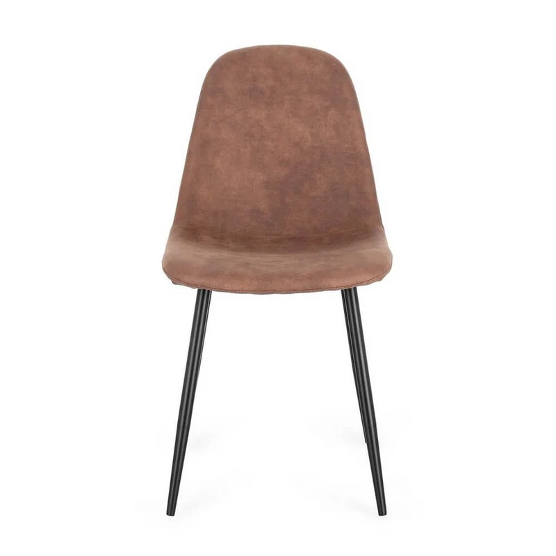 Set di 4 Sedie Imbottite in Tessuto con Gambe in Acciaio Nero - IRELIA