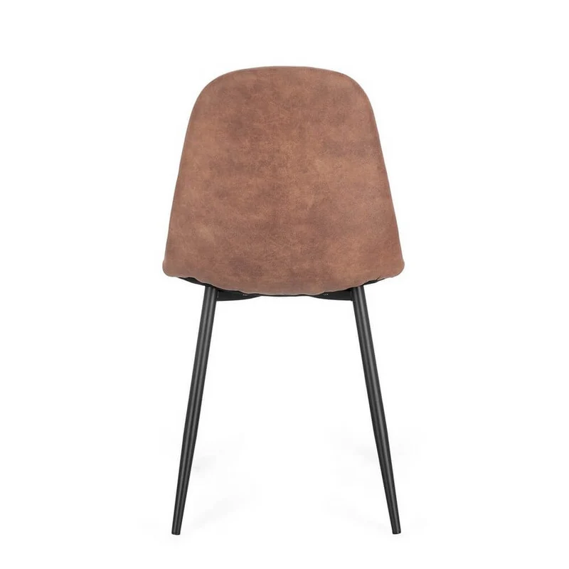 Set di 4 Sedie Imbottite in Tessuto con Gambe in Acciaio Nero - IRELIA