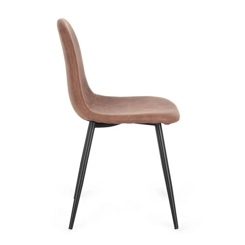 Set di 4 Sedie Imbottite in Tessuto con Gambe in Acciaio Nero - IRELIA