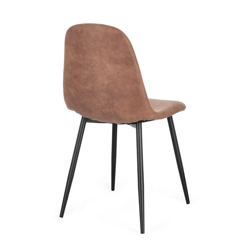 Set di 4 Sedie Imbottite in Tessuto con Gambe in Acciaio Nero - IRELIA