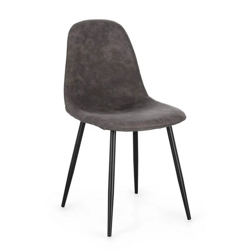 Set di 4 Sedie Imbottite in Tessuto con Gambe in Acciaio Nero - IRELIA