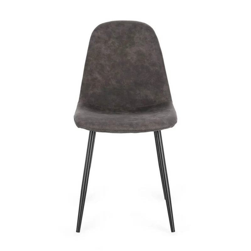 Set di 4 Sedie Imbottite in Tessuto con Gambe in Acciaio Nero - IRELIA