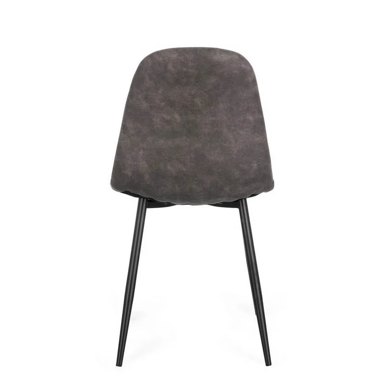 Set di 4 Sedie Imbottite in Tessuto con Gambe in Acciaio Nero - IRELIA
