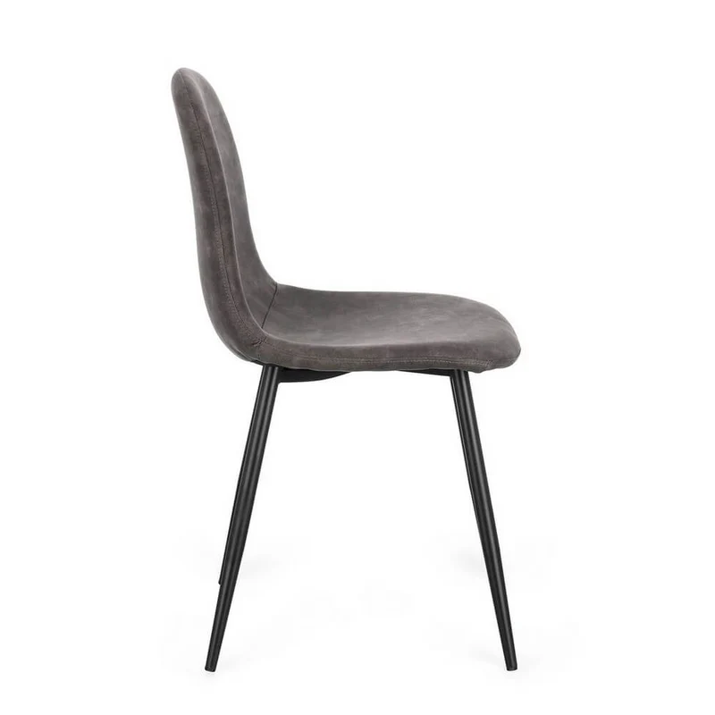 Set di 4 Sedie Imbottite in Tessuto con Gambe in Acciaio Nero - IRELIA