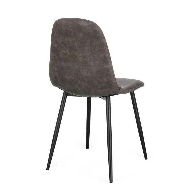 Set di 4 Sedie Imbottite in Tessuto con Gambe in Acciaio Nero - IRELIA