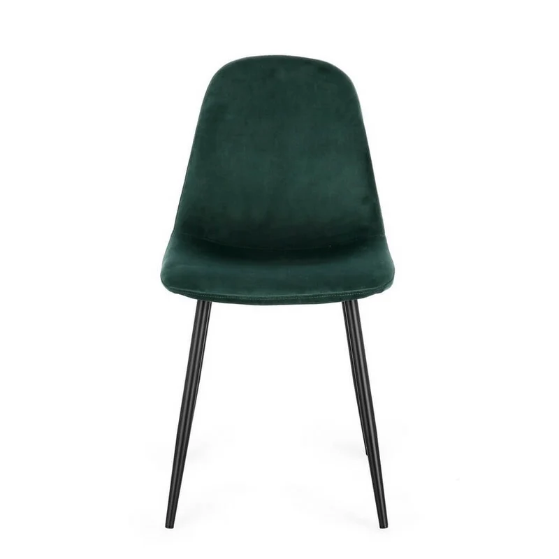 Set di 4 Sedie Imbottite in Tessuto con Gambe in Acciaio Nero - IRELIA