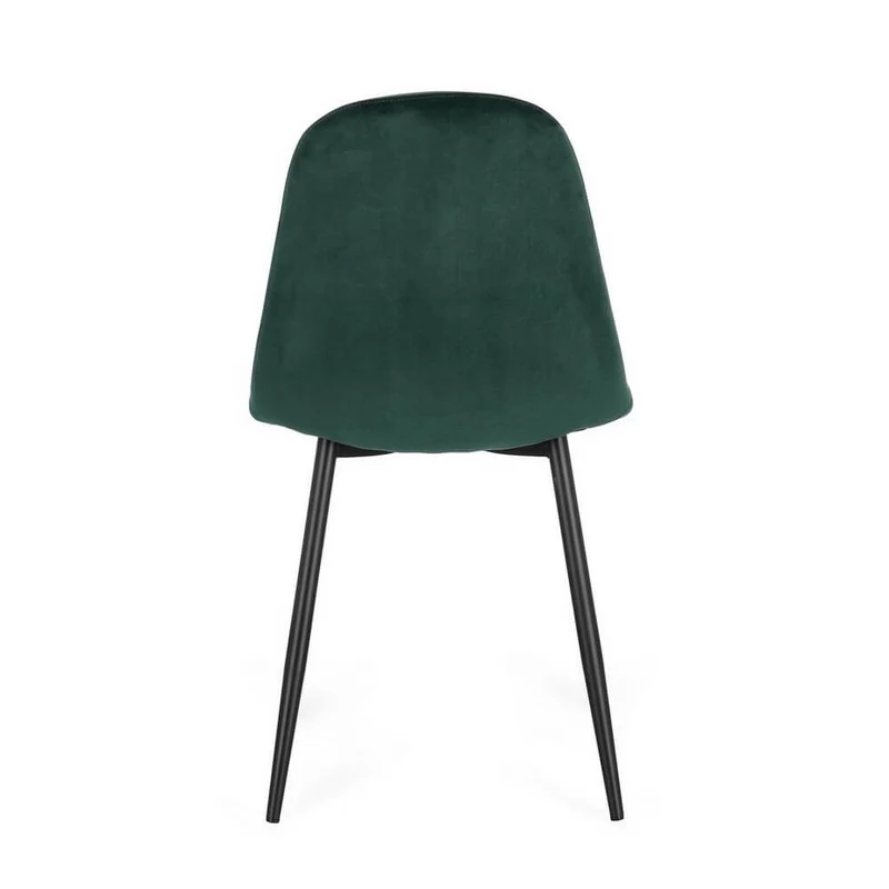 Set di 4 Sedie Imbottite in Tessuto con Gambe in Acciaio Nero - IRELIA
