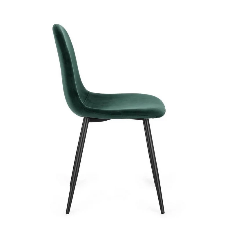 Set di 4 Sedie Imbottite in Tessuto con Gambe in Acciaio Nero - IRELIA