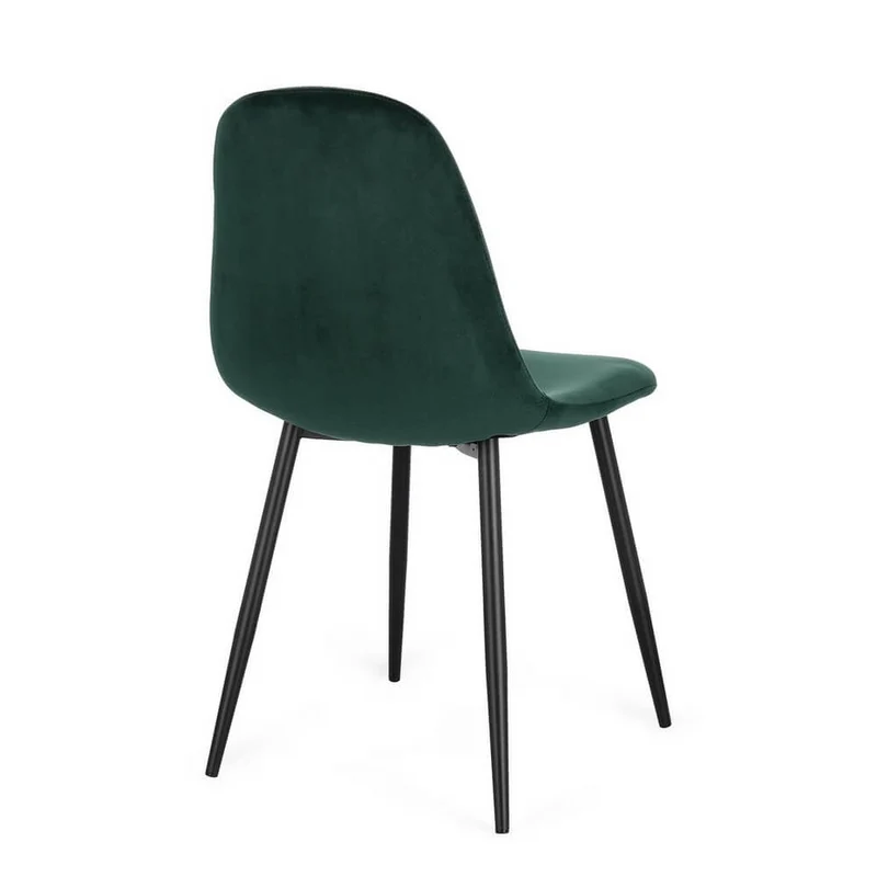 Set di 4 Sedie Imbottite in Tessuto con Gambe in Acciaio Nero - IRELIA