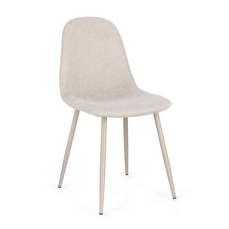 Set di 4 Sedie Imbottite in Tessuto con Gambe in Acciaio Nero - IRELIA