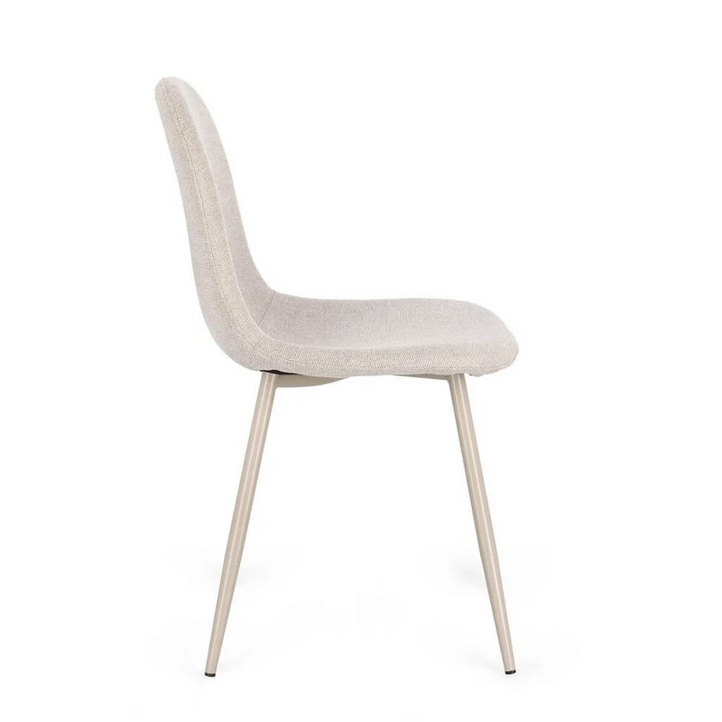 Set di 4 Sedie Imbottite in Tessuto con Gambe in Acciaio Nero - IRELIA
