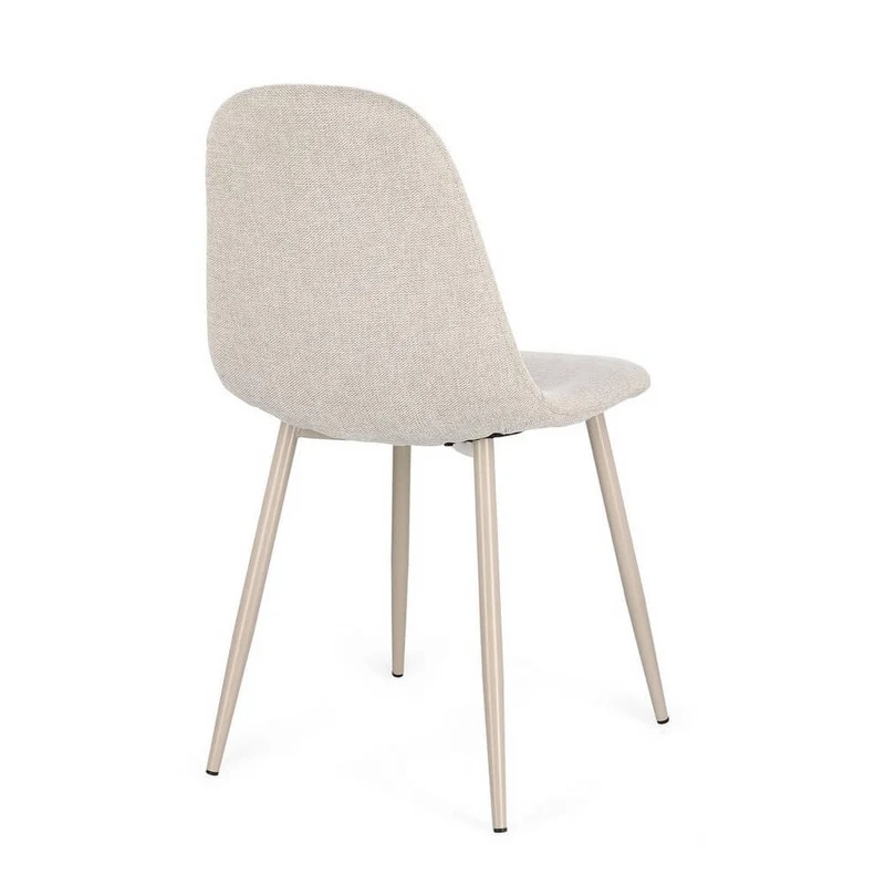 Set di 4 Sedie Imbottite in Tessuto con Gambe in Acciaio Nero - IRELIA