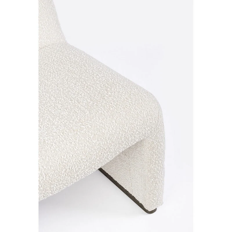 Poltrona Lounge Imbottita in Tessuto Bouclé con Base in Legno - RENATA
