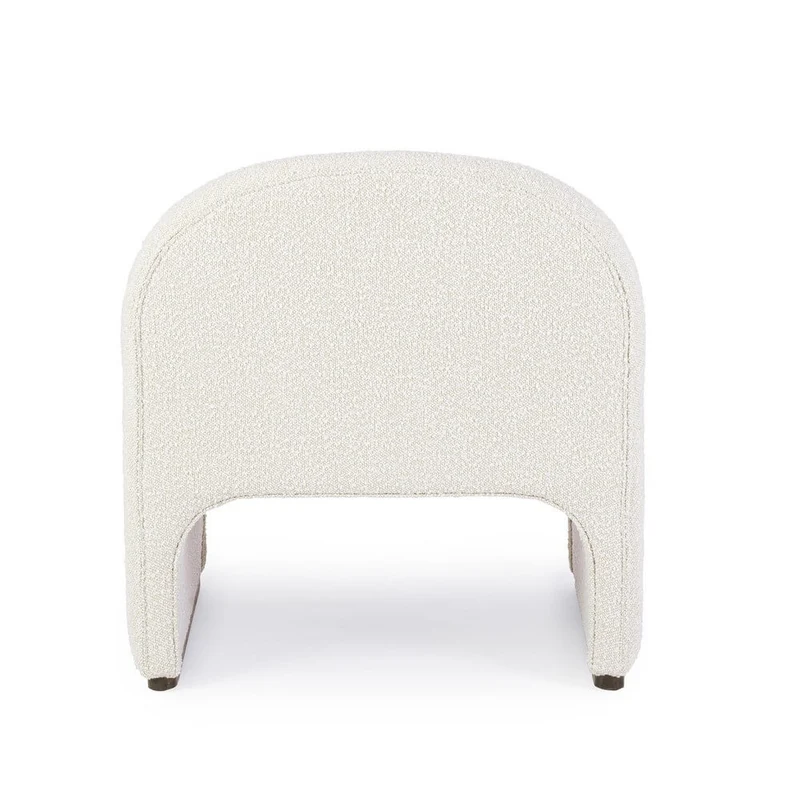 Poltrona Lounge Imbottita in Tessuto Bouclé con Base in Legno - RENATA