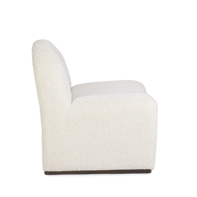 Poltrona Lounge Imbottita in Tessuto Bouclé con Base in Legno - RENATA