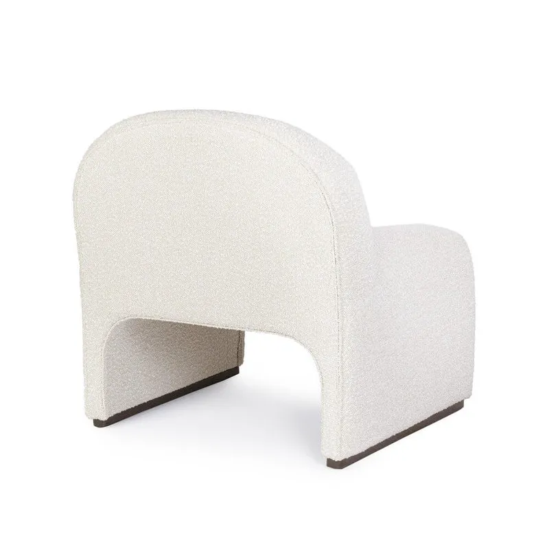 Poltrona Lounge Imbottita in Tessuto Bouclé con Base in Legno - RENATA