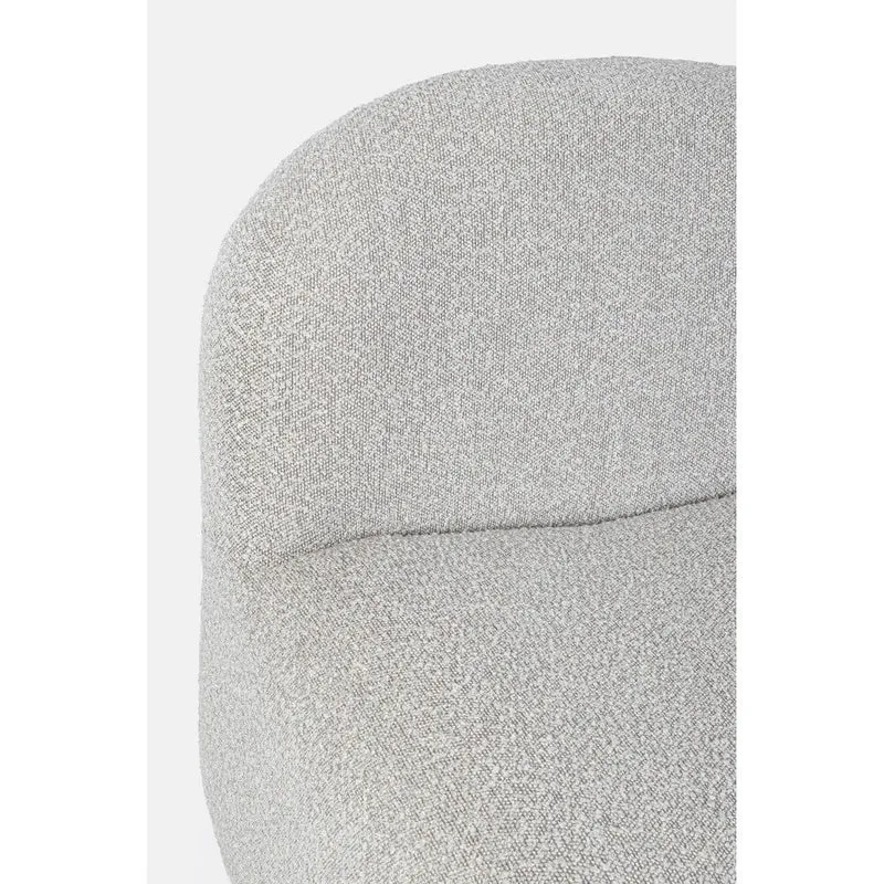 Poltrona Lounge Imbottita in Tessuto Bouclé con Base in Legno - RENATA