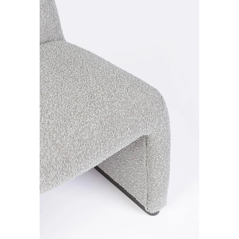 Poltrona Lounge Imbottita in Tessuto Bouclé con Base in Legno - RENATA
