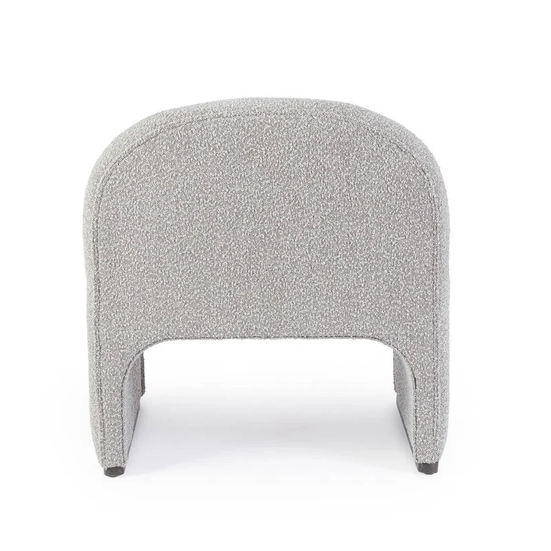 Poltrona Lounge Imbottita in Tessuto Bouclé con Base in Legno - RENATA