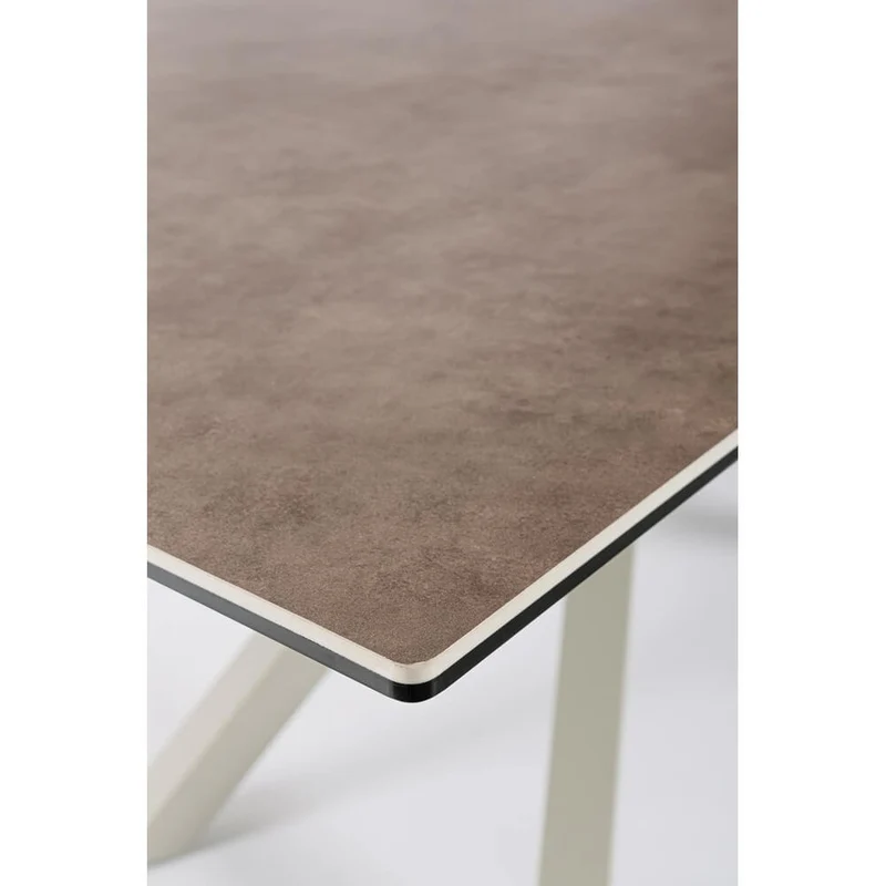 Tavolo da pranzo in ceramica con gambe in acciaio intrecciate - PHOENIX