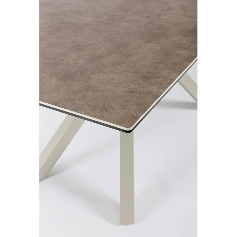 Tavolo da pranzo in ceramica con gambe in acciaio intrecciate - PHOENIX