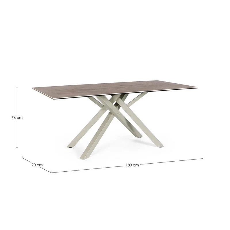 Tavolo da pranzo in ceramica con gambe in acciaio intrecciate - PHOENIX