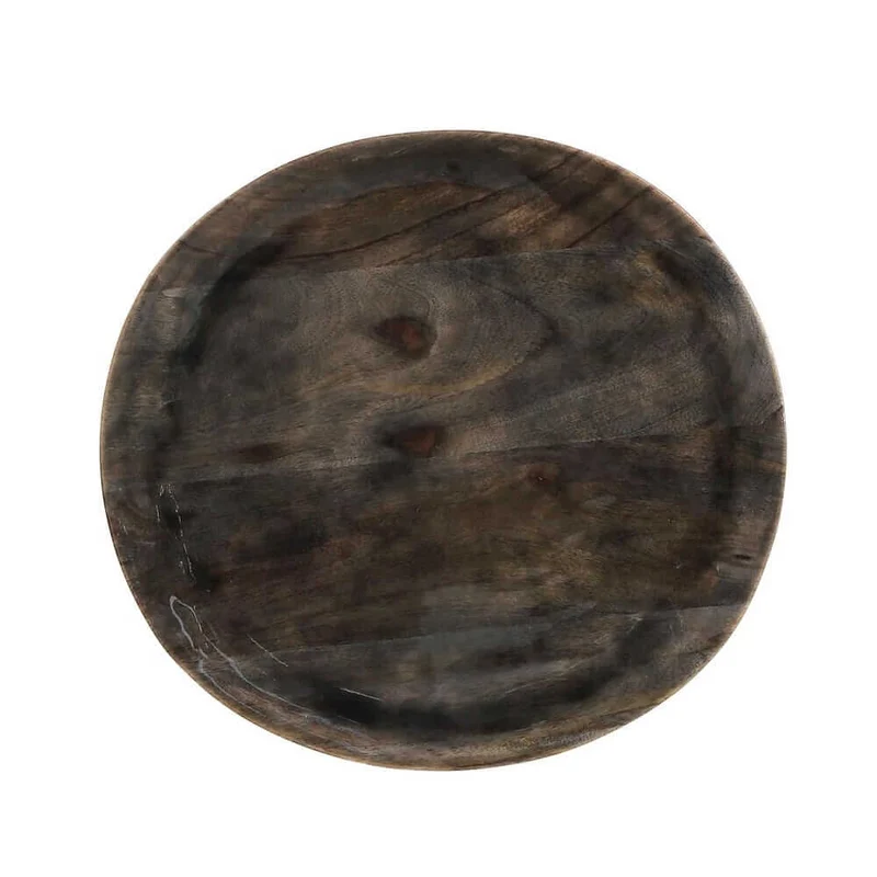Tavolino rotondo in legno di mango smaltato con base in acciaio - HYBRID