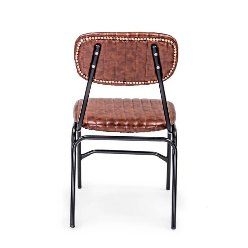 Set di 2 Sedie Imbottite in Similpelle Vintage con Struttura in Acciaio - CAMILLE