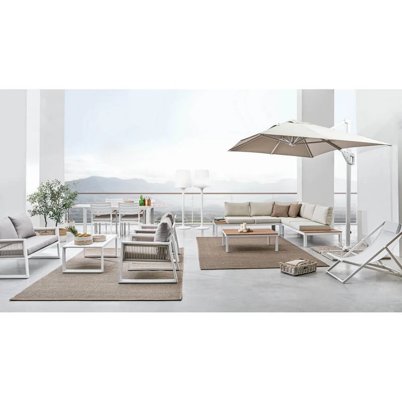 Tavolo da Giardino Allungabile in Alluminio Effetto Legno - SEAFARER