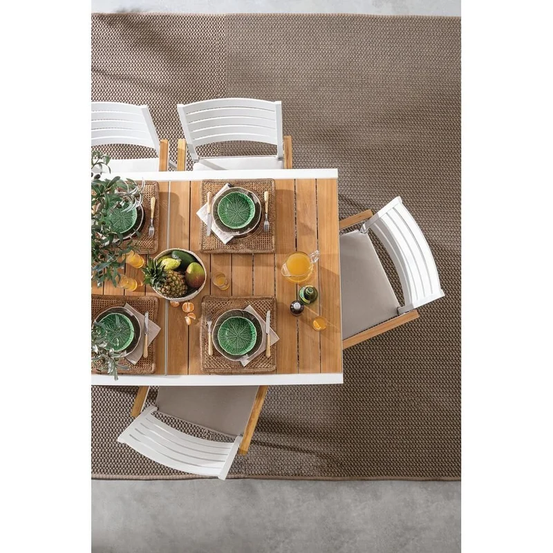 Tavolo da Giardino Allungabile in Alluminio Effetto Legno - SEAFARER