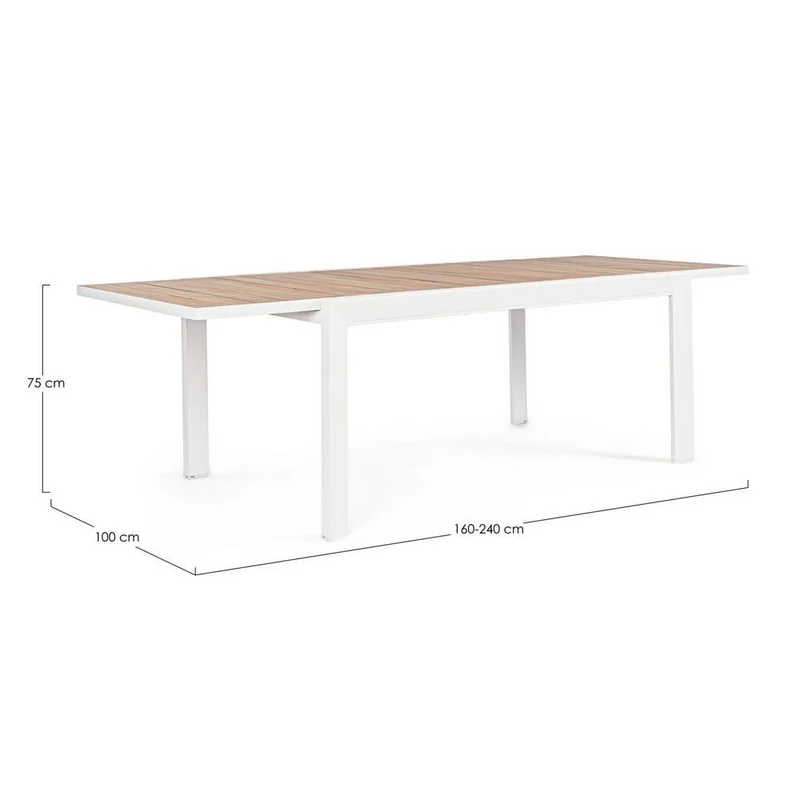 Tavolo da Giardino Allungabile in Alluminio Effetto Legno - SEAFARER