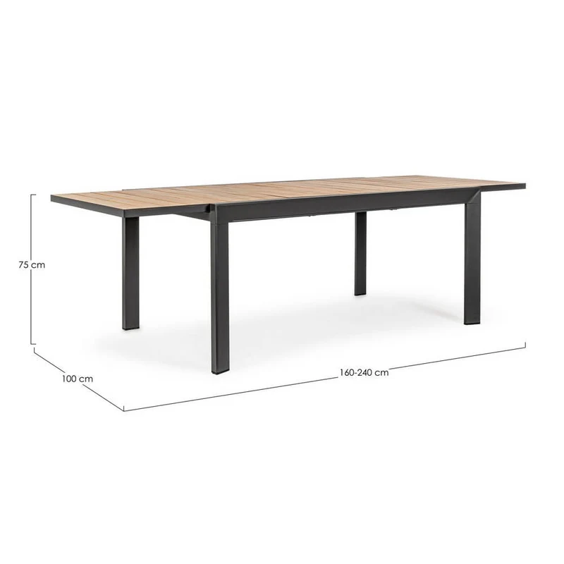 Tavolo da Giardino Allungabile in Alluminio Effetto Legno - SEAFARER
